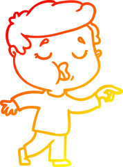 warm gradient line drawing cartoon man talking