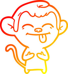 warm gradient line drawing funny cartoon monkey