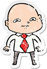 distressed sticker of a cartoon nervous man