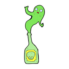 cartoon ghost in bottle