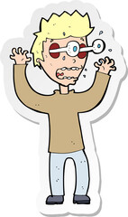 sticker of a cartoon terrified man