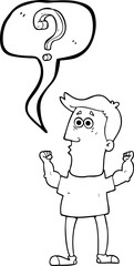 speech bubble cartoon man with question