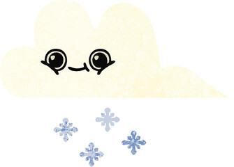 retro illustration style cartoon snow cloud