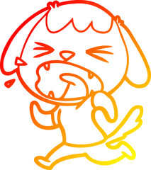 warm gradient line drawing cute cartoon dog barking