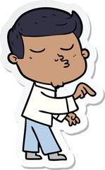 Obraz premium sticker of a cartoon model guy pouting