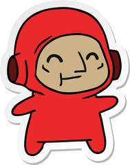 sticker cartoon of an older astronaut