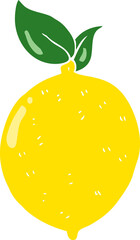 flat color illustration of a cartoon lemon