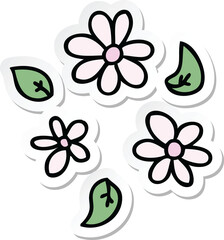 sticker of a quirky hand drawn cartoon flowers