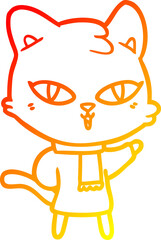 warm gradient line drawing cartoon cat
