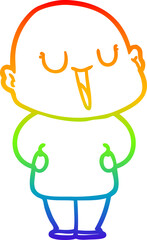 rainbow gradient line drawing happy cartoon bald man