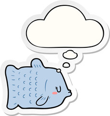cartoon fish and thought bubble as a printed sticker
