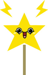 flat color retro cartoon magic wand