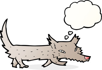 cartoon little wolf with thought bubble