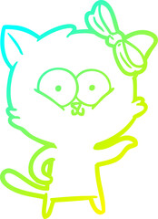 cold gradient line drawing cartoon cat