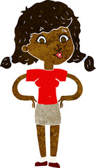cartoon pretty girl with hands on hips