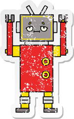 distressed sticker of a cute cartoon robot