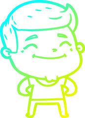 cold gradient line drawing happy cartoon fashion man