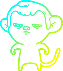 cold gradient line drawing cartoon monkey