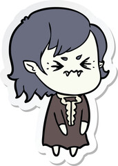 sticker of a annoyed cartoon vampire girl