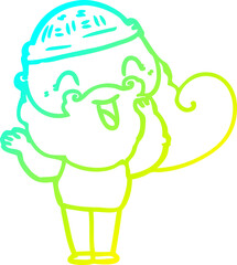 cold gradient line drawing happy bearded man