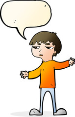 cartoon annoyed boy with speech bubble