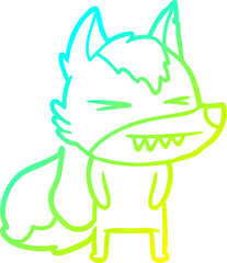 cold gradient line drawing angry wolf cartoon