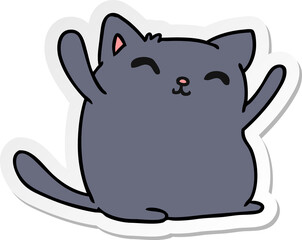 sticker cartoon of cute kawaii cat