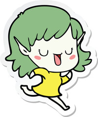sticker of a cartoon elf girl