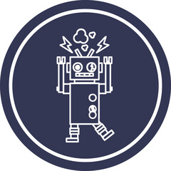 malfunctioning robot circular icon
