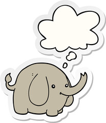 cartoon elephant and thought bubble as a printed sticker