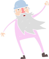 flat color illustration of a cartoon old man in thermal underwear