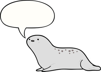 cute cartoon seal and speech bubble