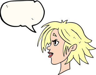 speech bubble cartoon happy female face