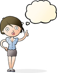 cartoon pretty woman with idea with thought bubble
