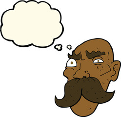 cartoon angry old man with thought bubble