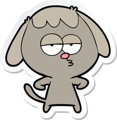 sticker of a cartoon bored dog