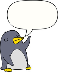 cartoon penguin and speech bubble