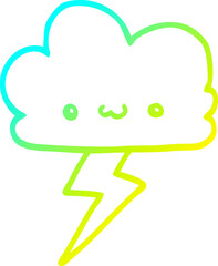 cold gradient line drawing cartoon storm cloud