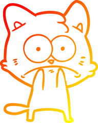 Obraz premium warm gradient line drawing cartoon nervous cat