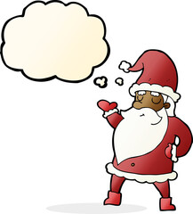cartoon santa claus with thought bubble
