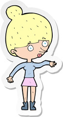sticker of a cartoon surprised woman