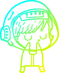 cold gradient line drawing cartoon astronaut woman