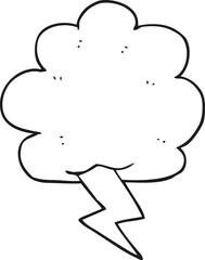 black and white cartoon thundercloud