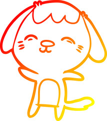 warm gradient line drawing happy cartoon dog