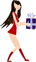 cartoon fashion girl with present