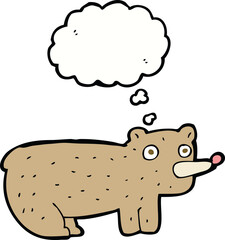 funny cartoon bear with thought bubble
