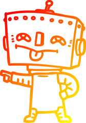 warm gradient line drawing cartoon robot