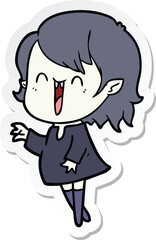 sticker of a cute cartoon happy vampire girl
