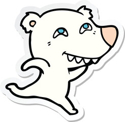 sticker of a cartoon polar bear showing teeth