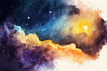 グラデーション背景素材,輝く銀河,美しい雲,ジェネレーティブ,水彩風イラスト